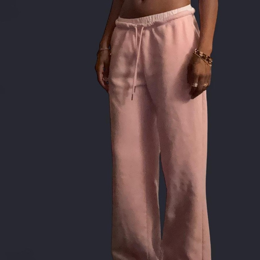 Women's Pink Drawstring Pants with White Lining